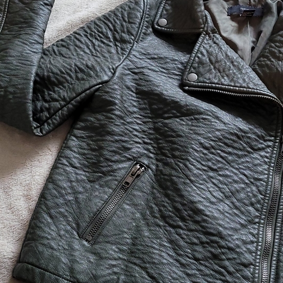 NonLeather moto biker jacket sz M in olive moss green - Picture 4 of 6